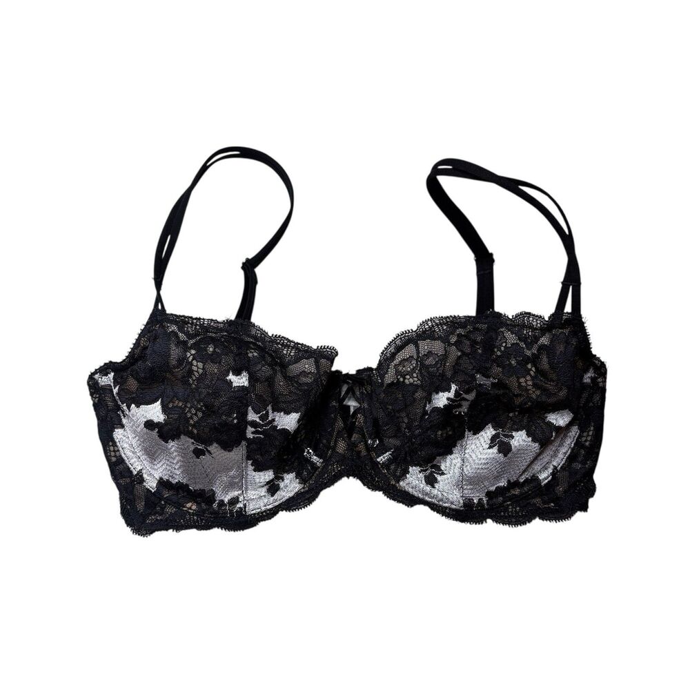 Vintage Victoria’s Secret Black Lace Seduction Unlined demi bra Size 34D
